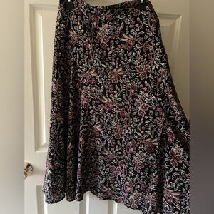 Chic Paisley A-Line Skirt in Black and Pink